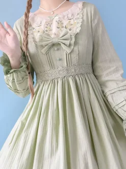 Classical Lolita Dress Polyester Long Sleeves Grass Green Lolita Dress