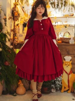 Classical Lolita Dress Polyester Ruffles Lolita Dresses Long Sleeves Classic Baby Blue