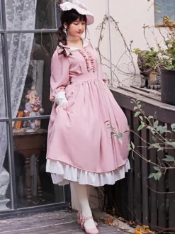 Classical Lolita Dress Polyester Ruffles Lolita Dresses Long Sleeves Classic Baby Blue