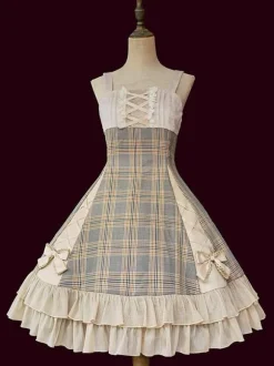 Classical Lolita JSK Dress Camel Bows Sleeveless Polyester Lolita Jumper Skirt