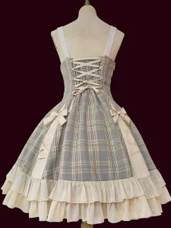 Classical Lolita JSK Dress Camel Bows Sleeveless Polyester Lolita Jumper Skirt