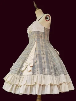 Classical Lolita JSK Dress Camel Bows Sleeveless Polyester Lolita Jumper Skirt