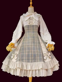 Classical Lolita JSK Dress Camel Bows Sleeveless Polyester Lolita Jumper Skirt