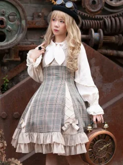 Classical Lolita JSK Dress Camel Bows Sleeveless Polyester Lolita Jumper Skirt
