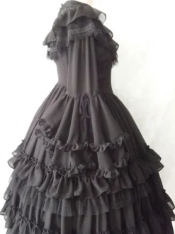 Classical Lolita OP Dress 4-Piece Set White Ruffles Long Sleeve Sweet Lolita One Piece Dresses