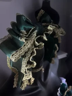Classical Lolita Strapless Dress Lace Bow Accented Green Victorian Style Lolita Gown