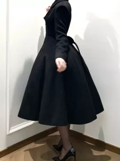 Classic Gothic Lolita Coats Black Sash Overcoat Winter Lolita Coat