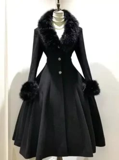 Classic Gothic Lolita Coats Black Sash Overcoat Winter Lolita Coat