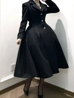 Classic Gothic Lolita Coats Black Sash Overcoat Winter Lolita Coat