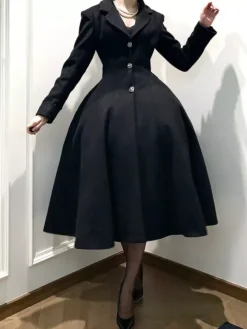 Classic Gothic Lolita Coats Black Sash Overcoat Winter Lolita Coat