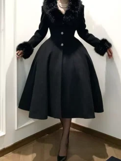 Classic Gothic Lolita Coats Black Sash Overcoat Winter Lolita Coat