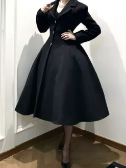 Classic Gothic Lolita Coats Black Sash Overcoat Winter Lolita Coat