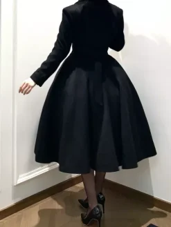 Classic Gothic Lolita Coats Black Sash Overcoat Winter Lolita Coat
