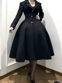 Classic Gothic Lolita Coats Black Sash Overcoat Winter Lolita Coat