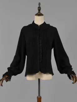 Classic Lolita Blouses Lolita Top Ecru White Long Sleeves Lace Ruffles Lolita Shirt