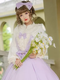 Classic Lolita Blouses Lolita Top Ecru White Long Sleeves Lace Ruffles Lolita Shirt