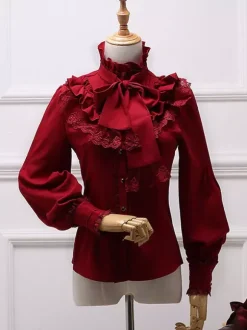Classic Lolita Blouse White Bow Ruffle Lace Chiffon Lolita Shirt