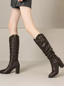 Classic Lolita Boots Black Grommets Round Toe PU Leather Lolita Footwear