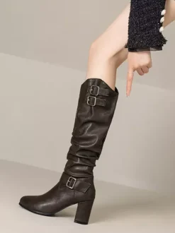 Classic Lolita Boots Black Grommets Round Toe PU Leather Lolita Footwear