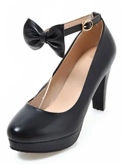 Classic Lolita Pumps Bow Ankle Strap Platform Lolita Heels