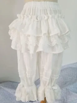 Classic Lolita Shorts Lace Ruffle White Cotton Lolita Bottoms