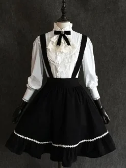 Classic Lolita SK Little Devil Chiffon Frill Black Lolita Skirt