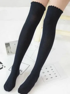 Classic Lolita Socks Neverland Knee High Black Lolita Accessories