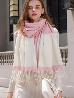 Classic Plaid Scarf With Fringe Daily Casual Scarves For Women