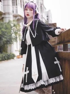 Classic Ruffles Long Sleeves Black