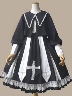 Classic Ruffles Long Sleeves Black