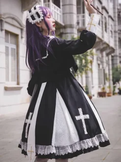 Classic Ruffles Long Sleeves Black