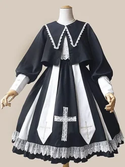Classic Ruffles Long Sleeves Black