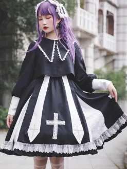 Classic Ruffles Long Sleeves Black