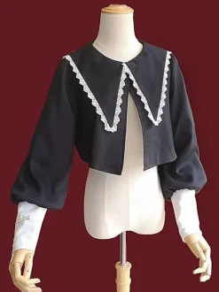 Classic Ruffles Long Sleeves Black