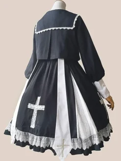 Classic Ruffles Long Sleeves Black