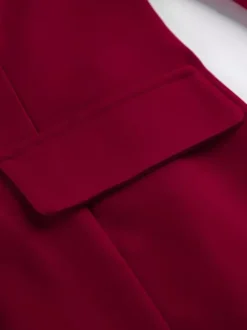Classy Power Suit Women Office Set - Wine Red Chic Notch Lapel Gold Button Wide Leg Pants - Spring Business Party 2026