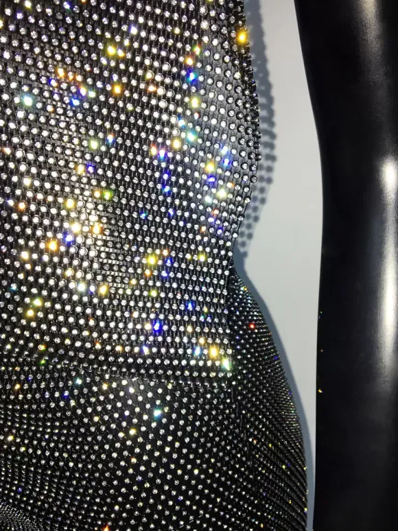Club Dress Black Hooded Rhinestones Sleeveless Sexy Dress