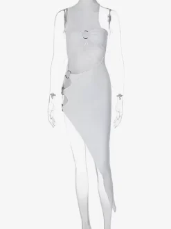 Club Dress For Women Black Jewel Neck Cut Out Sleeveless Polyester Sexy Dress
