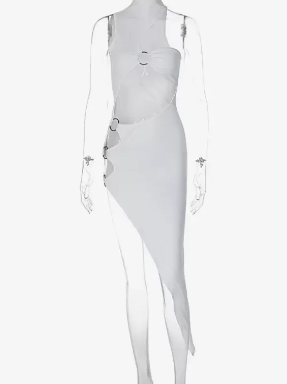 Club Dress For Women Black Jewel Neck Cut Out Sleeveless Polyester Sexy Dress
