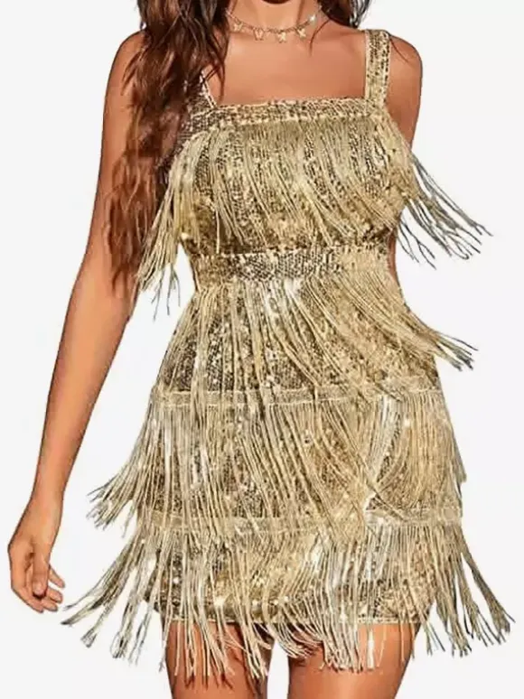 Club Dress For Women Silver Off-The-Shoulder Sequins Sleeveless Polyester Backless Sexy Dress
