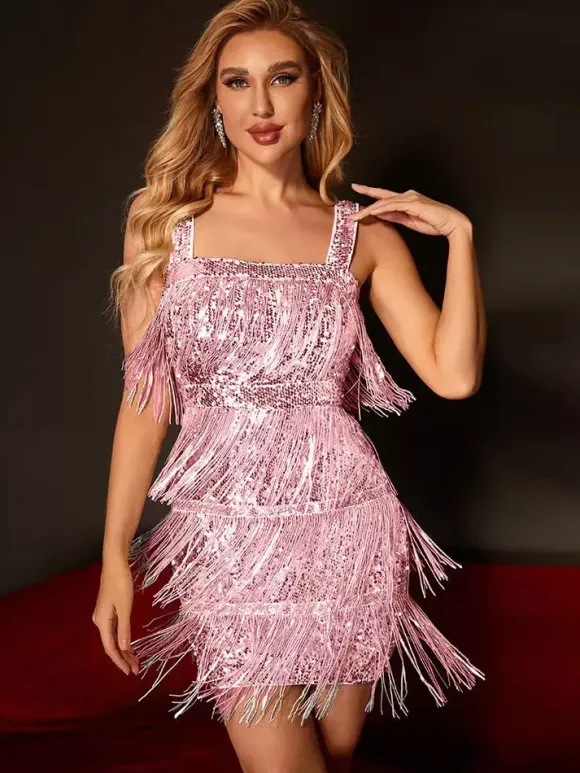 Club Dress For Women Silver Off-The-Shoulder Sequins Sleeveless Polyester Backless Sexy Dress