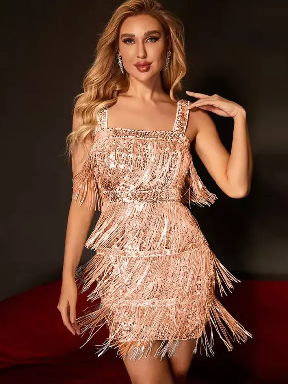 Club Dress For Women Silver Off-The-Shoulder Sequins Sleeveless Polyester Backless Sexy Dress