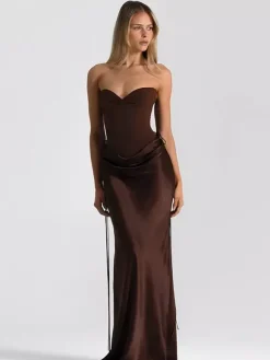 Club Dress For Women Strapless Chic Strappy Sleeveless Backless Black Sexy Dress
