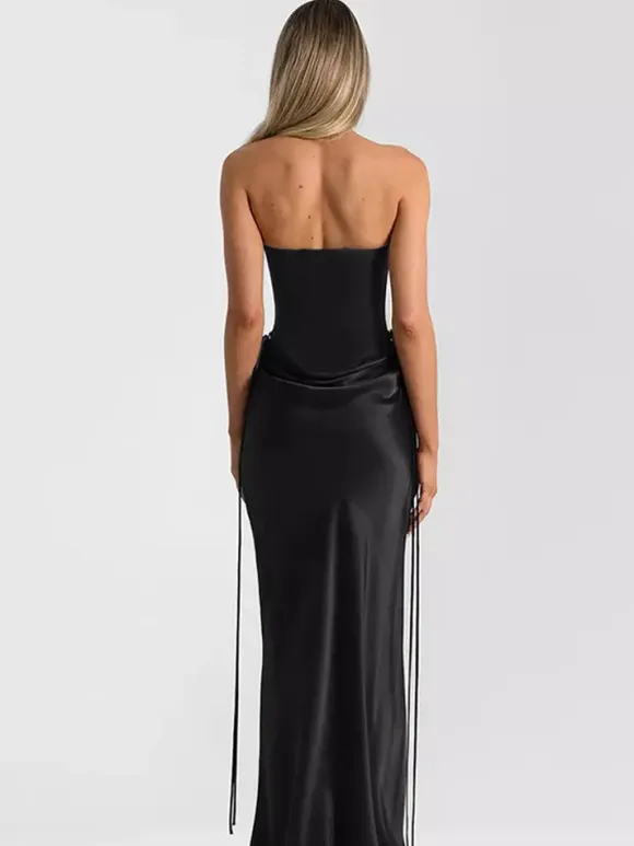 Club Dress For Women Strapless Chic Strappy Sleeveless Backless Black Sexy Dress