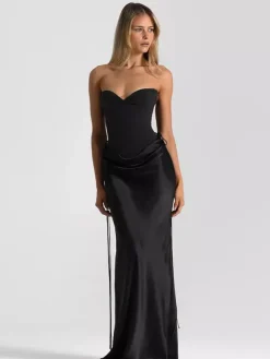 Club Dress For Women Strapless Chic Strappy Sleeveless Backless Black Sexy Dress