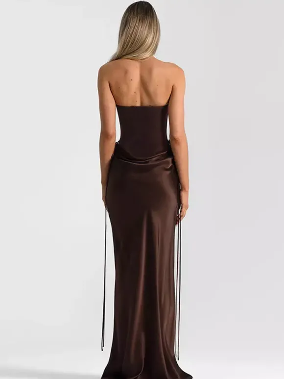 Club Dress For Women Strapless Chic Strappy Sleeveless Backless Black Sexy Dress