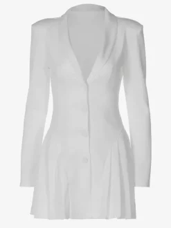 Club Dress For Women V-Neck Sexy Long Sleeves Polyester White Sexy Dress