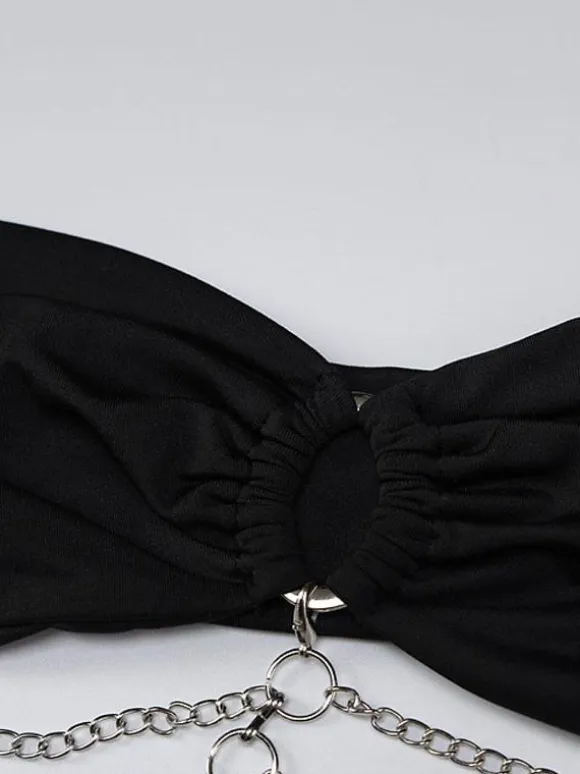 Club Dress Halter Neck Chain Backless Sexy Black Long Dress