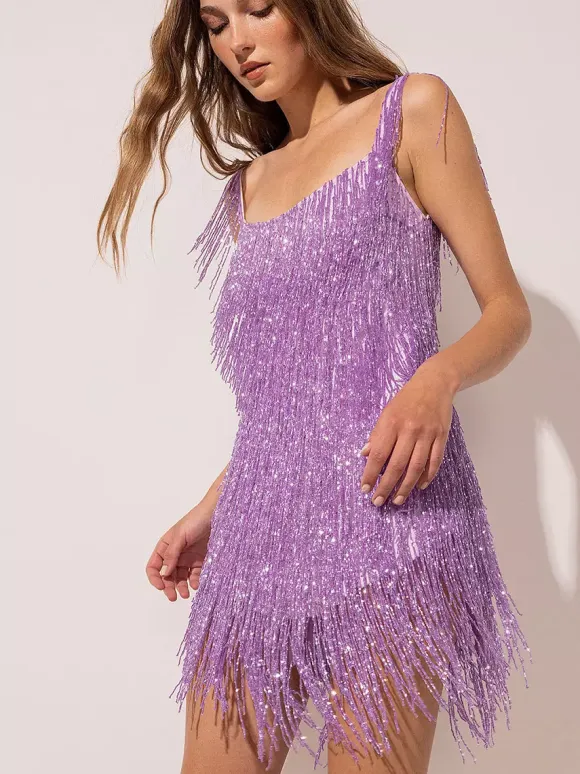 Club Dress Purple Straps Neck Straps Shaping Sexy Dress
