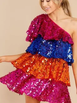 Club Dress Rose Sequins Sleeveless Shaping Sexy Dress